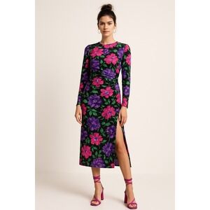 ZARA Blogger Favorite Floral Midi Dress Women's XS Feminine Cocktail Statement